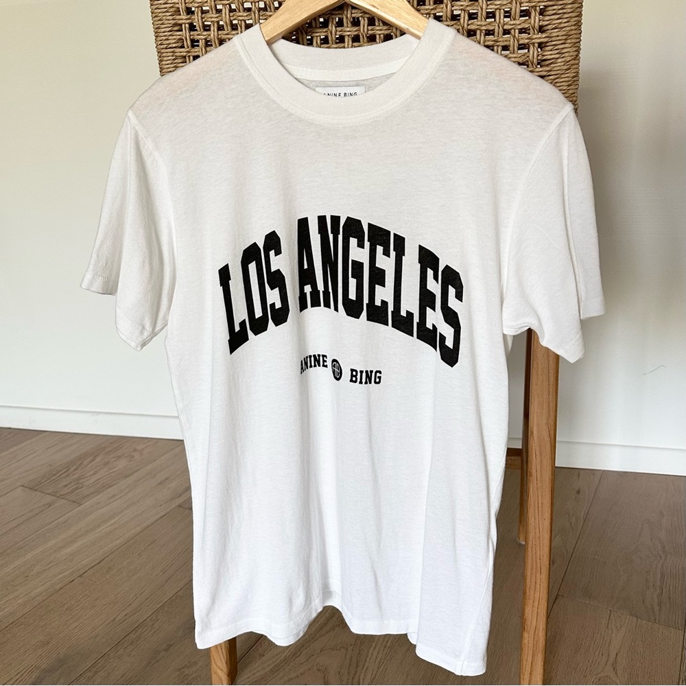 Anine Bing Lili Tee, Los Angeles, White, Size XS, Great Condition